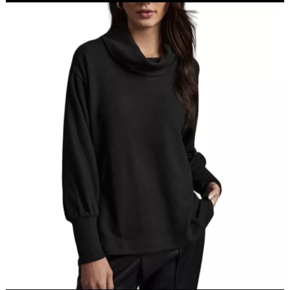 Anthropologie Sweater Med 100% Merino Wool Jolene Cowl Neck Pullover Dark Gray